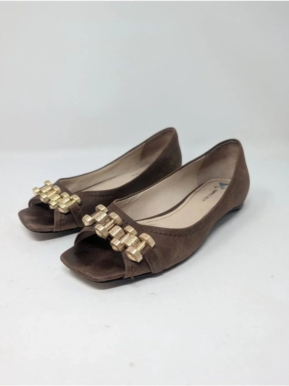 Vintage Y2K Daniblack Brown Suede Flats 6 Open Toe
